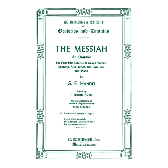 Oratorio G. Schirmer, Inc. SATB – 266 páginas – Piano