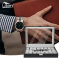 thumbnail image 5 of Uten 24-Slot Luxury Watch Box for Men, PU Leather Display Case with Large Glass Top & Gray Lining for Watch Collection & Storage, Black, 5 of 10