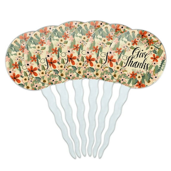 Give Thanks Thankfulness Thank You Cupcake Picks Toppers Decoration Set of 6