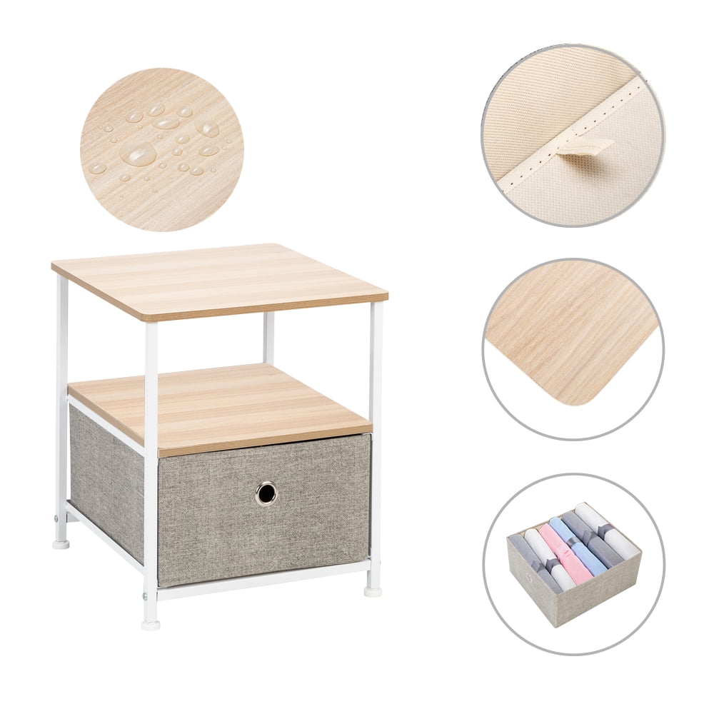 Lowestbest 1-Drawer Nightstand Shelf Storage- Double Layer Bedside Furniture for Home, Bedroom, Office Lowestbest 1-Drawer Nightstand Shelf Storage- Double Layer Bedside Furniture for Home, Bedroom, Office