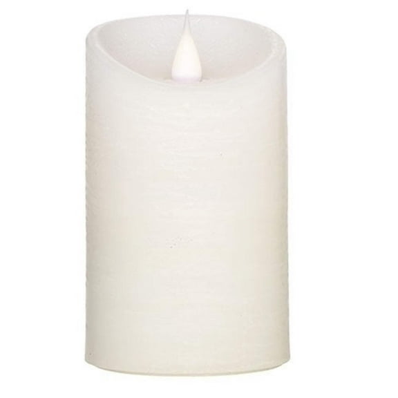 Roman Flameless LED Candle 5"H White Rustic Pillar Outdoor 3-D Motion