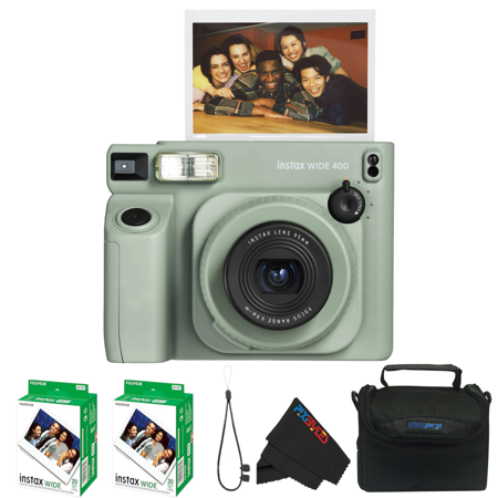 Fujifilm Instax Wide 400 Instant Film Camera Bundle with Fuji Instax Wide Instant Film Color Print (40 Sheets) Travel Bag and Lens Cleaning Kit