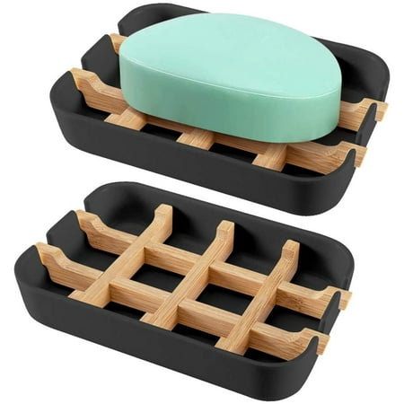 Soap Dishes, Wooden Soap Holder, Natural Bamboo Fiber Soap Holder, Keep ...