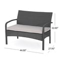 thumbnail image 3 of Kilburn Outdoor 4 Piece Grey Wicker Chat Set with Silver Water Resistant Cushions, 3 of 4