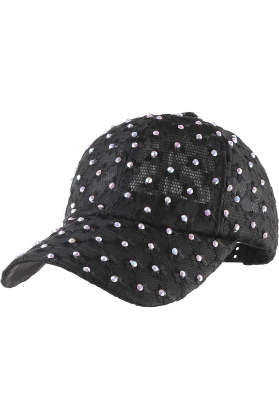 Women Rhinestone Embroidery Floral Lace Visor Sunhat Summer Outdoor Travel Baseball Cap