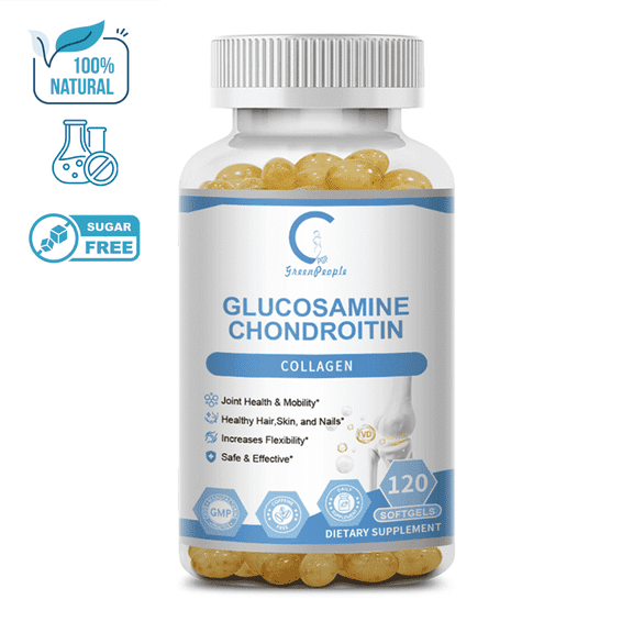 Glucosamine Chondroitin with MSM & Collagen, Supports Joint & Cartilage Health Supplement, High Absorption, Non-GMO & Vegan, 120 Capsules - Greenpeople