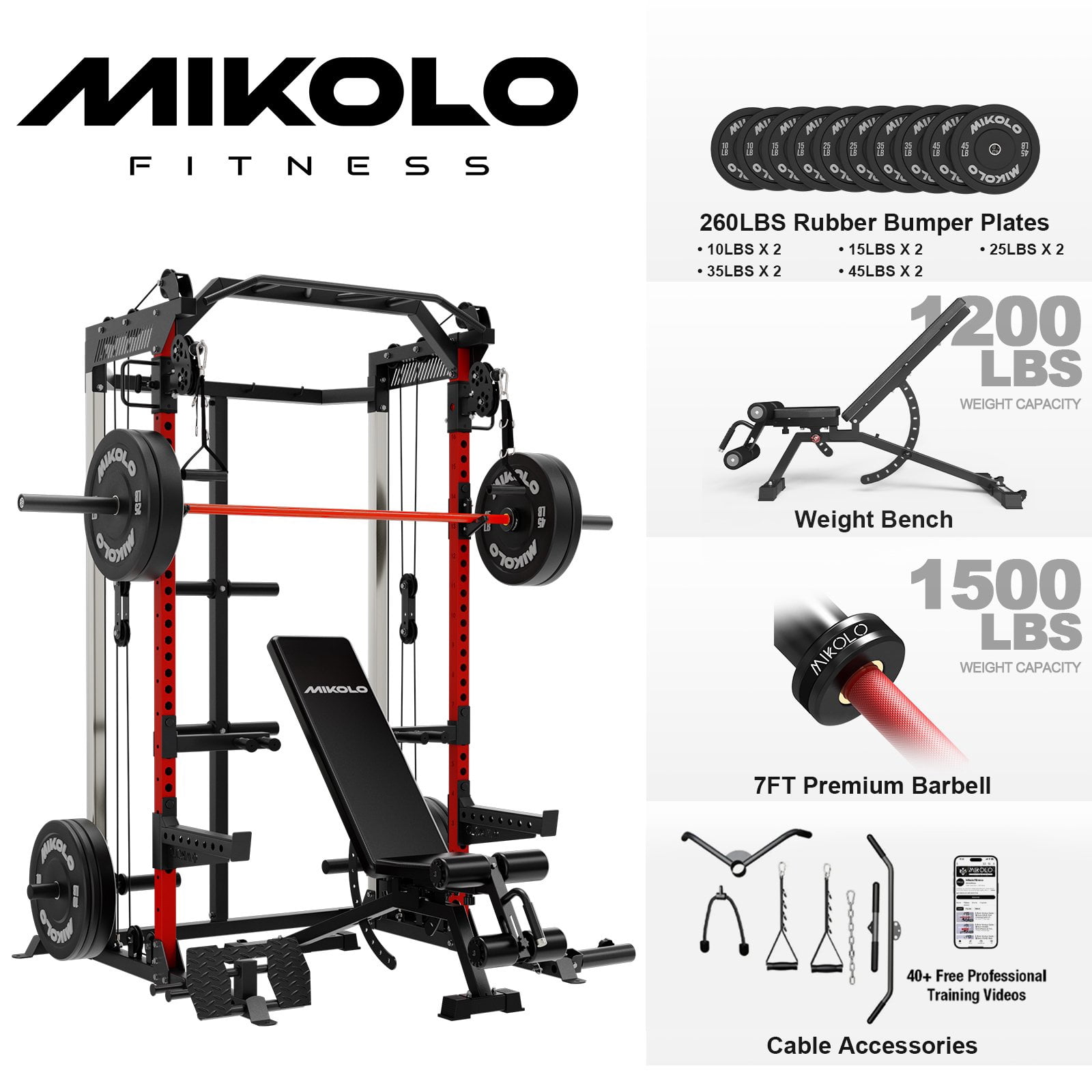 Power Cage - Red / Home Package (Black Plates-260LB)