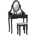 thumbnail image 1 of HOMCOM Wooden Vanity Table Set, Makeup Table with 360° Rotating Mirror, 1 of 10