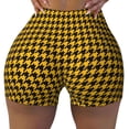 thumbnail image 2 of Haiem Retro Yellow and Black Houndstooth No Front Seam Biker Shorts for Women Yoga Workout Gym Bike Shorts with Tummy Control Moisture-Wicking-X-Large, 2 of 8