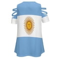 thumbnail image 5 of Argentina Flag Womens Summer V Neck Zipper Top Short Sleeve T Shirt Off Shoulder Top Casual Classy Loose Shirts, 5 of 7