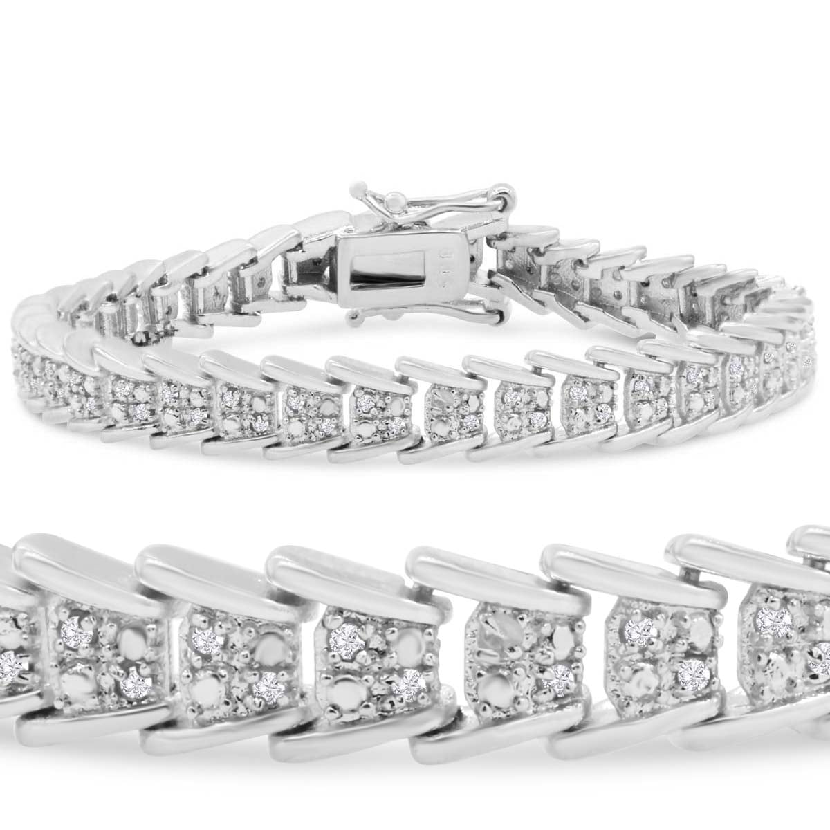 SuperJeweler 1 Carat Diamond Bracelet In Platinum Overlay, 7 Inches For Women