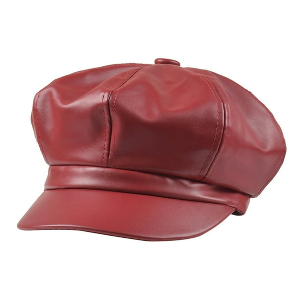 8 Panel PU Leather Newsboy Cap for Women - Classic Painter  display picture 3