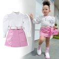 thumbnail image 2 of NIEWTR Baby Girl Fall Winter Outfits Contrast Color Candy Color Block Long Sleeve Sweatshirt Pants or Skirt Girls Sweatsuit Fall Clothes, 2 of 8