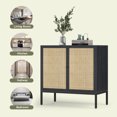 thumbnail image 7 of Brafabhome Sideboard Storage Cabinet with Rattan Decorated Doors, 6 Doors Buffet Cabinet with Storage Shelf for Living Room, Dining Room, Entryway, Kitchen | Black+Natural, 7 of 7