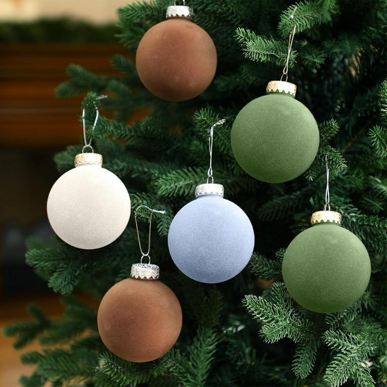 SDJMa 12 Pcs Velvet Christmas Ornaments Balls - 2.36 Inch 4 Color  Shatterproof Christmas Tree Ornaments Velvet Balls - Flocked Velvet Ball  Ornaments