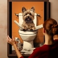 thumbnail image 6 of Yorkshire Terrier Dog Canvas Wall Art for Bedroom Living Room Home Decor,Funny Dog Canvas Sitting on The Toilet Animal Pattern Office Artworks, modern wall decor, Ready to Hang, 6 of 6