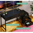 thumbnail image 4 of Industrial Computer Desk With 5 Drawers - Reversible File Cabinet Printer Stand, Rustic Home Office Writing Desk With Storage, Small Space PC Workstation (Black), 4 of 7