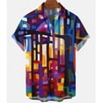 thumbnail image 2 of Camisa hawaiana con cuadros coloridos y diseño de arcoíris para hombre, de gran tamaño, informal, de manga corta, con botones simples, para playa, verano, 2 of 5