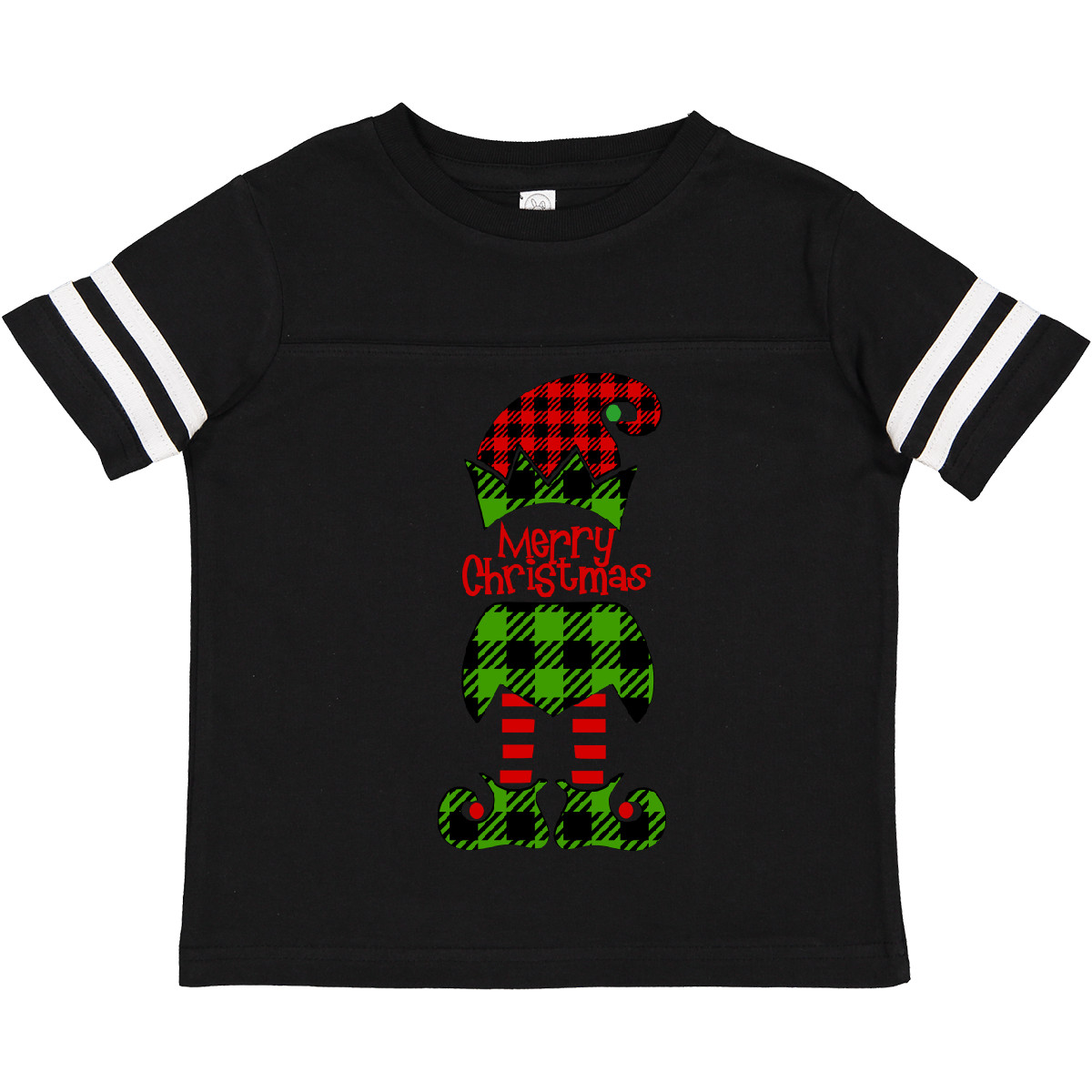 Inktastic Merry Christmas Elf in Red and Green Plaid Boys or Girls Toddler T-Shirt
