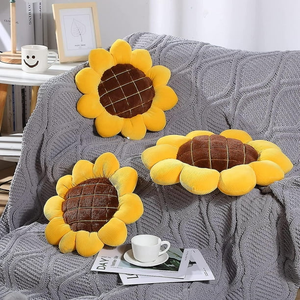 Piezas 3d 19 Pulgadas Flor De Girasol Almohada De Piso Cojin De Asiento Estera Cojin De Girasol Almohada En Forma De Girasol Amarillo Cojines De Silla Felpa Decorativa para B Walmart