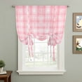 thumbnail image 2 of Pink Plaid Tie Up Curtains for Windows, Adjustable Balloon Window Shades, Modern Art Checkered Farmhouse Kitchen Window Treatments Adjustable Roll Up Curtain for Basement/Nursery 52"x45", 2 of 8