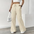 thumbnail image 2 of Busydd Linen Pants Women with Vertical Stripes Casual Straight Leg Elastic Waist Pants for Women XS, 2 of 9