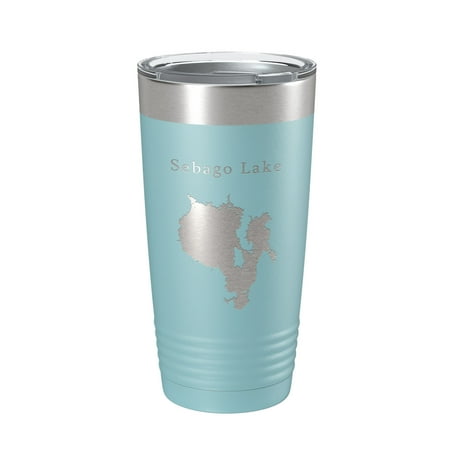 

Sebago Lake Map Tumbler Travel Mug Insulated Laser Engraved Coffee Cup Maine 20 oz Light Blue