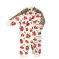 thumbnail image 2 of Hudson Baby Infant Girl Plush Jumpsuits, Red Rose Leopard, 6-9 Months, 2 of 4