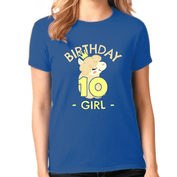 10th Birthday Shirt Girls Birthday Shirt Llama 10th Birthday Shirts for Girls Cute Birthday Girl Shirt