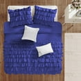 thumbnail image 3 of 500-Thread Count Egyptian Cotton 3-PCs Multi Ruffle Duvet Cover, With Zipper Closure & Corner Ties - Extra Large King Size ( 120" x 136" ) Inches, (Royal Blue), 3 of 5