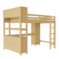 thumbnail image 6 of Tcbosik Queen Size Loft Bed with Wardrobe, Desk, Shelves and Cabinet, Wood Bed Frame with Ladder and Guardrail, No Box Spring Needed, Natural, 6 of 9