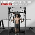 thumbnail image 5 of Home Gym System Workout Station, Multifunction Smith Machine with 150LB Weight Stack, Leg Press, LAT Station for Full Body Strength Training, 5 of 9