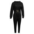 thumbnail image 5 of JIAYUE Women Set Corset‑Style Hooded Sweatshirt Elastic Drawstring Jogger Pants 2 Piece Outfit for Vacation Casual Walking, 5 of 6
