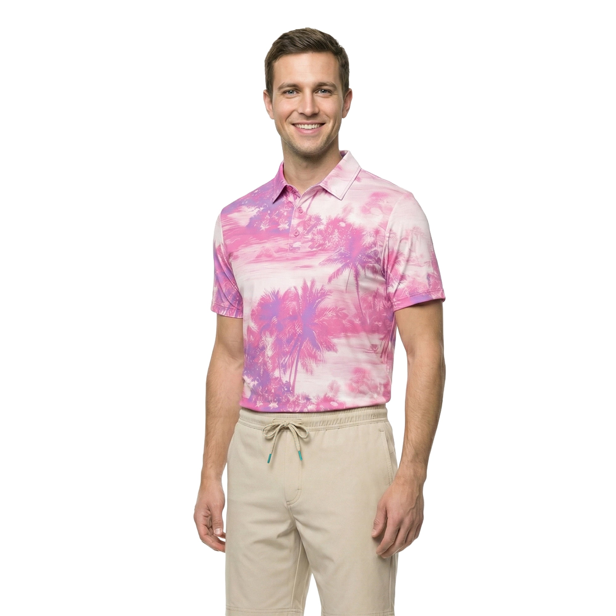 Birdie Bound Men's & Big & Tall Men's Vintage Honolulu Print Polo Top, Sizes XS to 4XLT