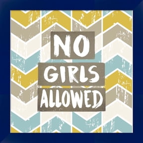 Great Art Now No Girls Allowed Chevron Pattern Yellow by Color Me Happy, Framed Wall Art, 14W x 14H