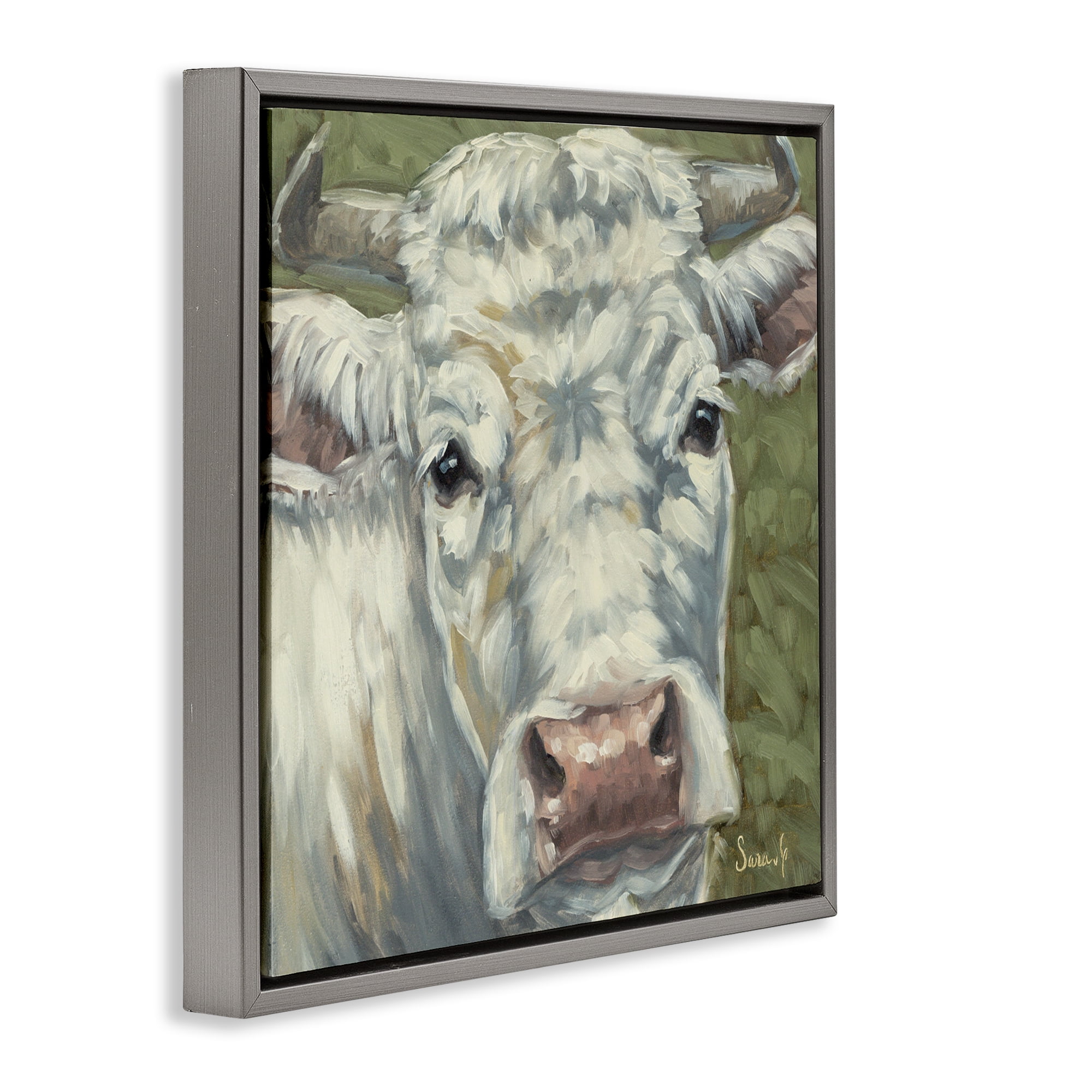 Stupell Industries Pearl Of The Pasture Gray Framed Floater Canvas Wall Art, design by Sara G. Designs