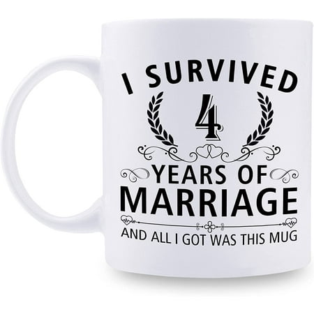 

50th Wedding Anniversary Mugs for Couple Husband Wife - I Survived 50 Years of Marriage and All I Got Was This Mug - 50 Year Anniversary 11 oz Coffee Mug for Him Her