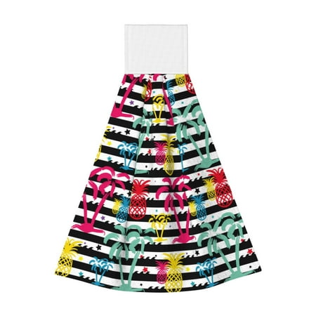 

Zufioo Trendy Colorful Pineapples Print Coral Fleece Velcro Hand Towel Hangable Absorbent Hand Towel Suitable for Kitchen Bathroom Household Items