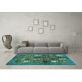 thumbnail image 3 of Ahgly Company Machine Washable Indoor Round Abstract Turquoise Blue Modern Area Rugs, 6' Round, 3 of 4