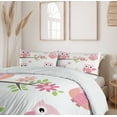 thumbnail image 6 of Ambesonne Owl Duvet Cover Sets, Spring Floral Owls, 2-King, White Green Pink, 6 of 7