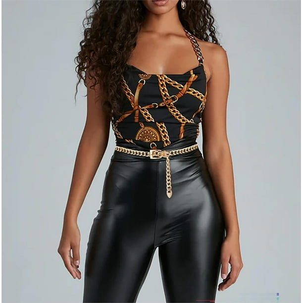 Chain Belts Leather Waist Belt for Women Layered Metal Chain  display picture 3