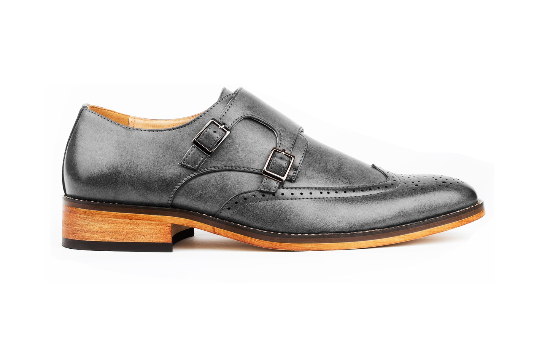 Gino Vitale Men's Monk Strap Brogue Dress Shoes - Walmart.com