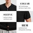 thumbnail image 4 of FEDTOSING Mens Old Money Knitted Shirts Short Sleeve Cardigan Button Down Polo, 4 of 5