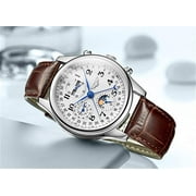 GUANQIN Automatic Self-Winding Watch Men Stainless Steel Leather Waterproof Business Mechanical Sapphire Wristwatch Day Date Multifunction
