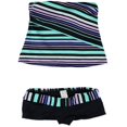 thumbnail image 1 of Jag Womens Striped Shorty Shorts Bandeau de 2 piezas, multicolor, pequeño, 1 of 1
