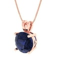 thumbnail image 2 of 3.0 ct round cut blue sapphire 14k pink rose hypoallergenic Solid gold Designer Everyday Affordable Dainty Necklace Pendant + 16" hypoallergenic Solid gold chain, 2 of 6