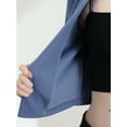 thumbnail image 6 of DARING DIVA Women's Notched Lapel Ruched Sleeve Crop Blazer M Blue Grey, 6 of 7