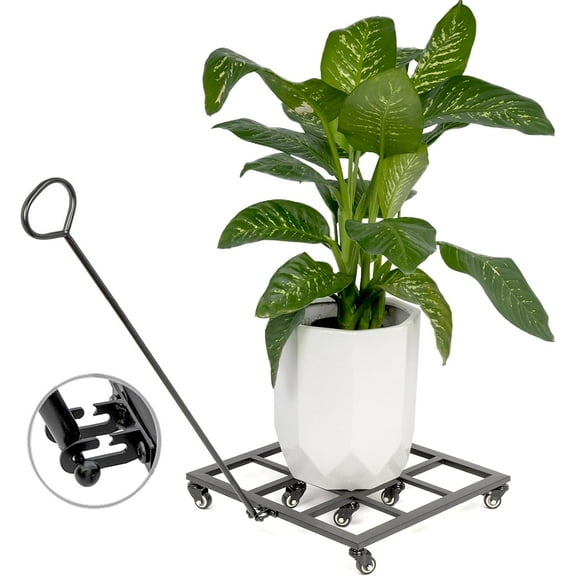 20-Inch Heavy Duty Plant Cart with Wheels - Indoor/Outdoor Metal Plant Stand with 8 Rolling Casters, Lockable Wheels, 200lbs Capacity - Plant Caddy Dolly for Moving Plants Easily