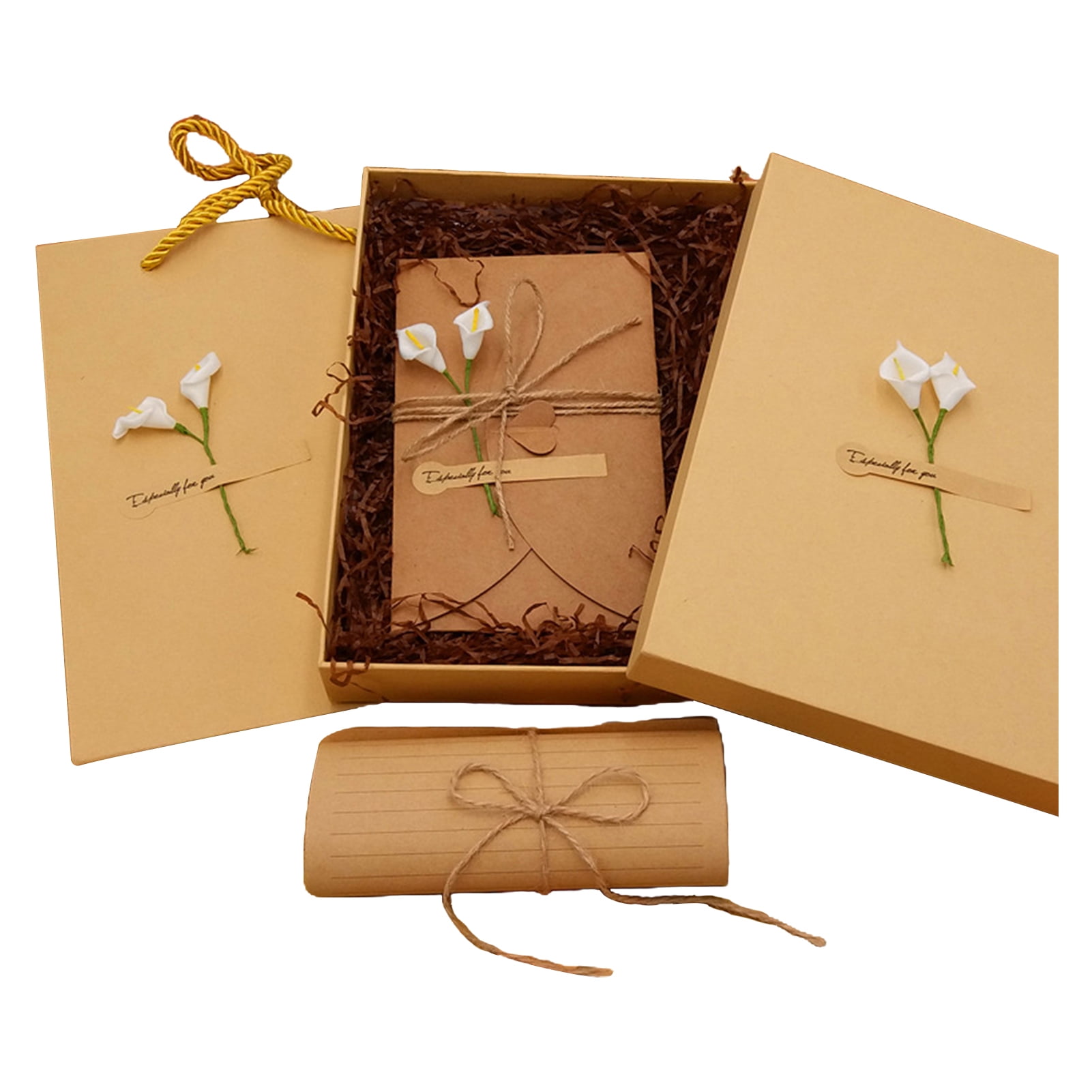 Opvise Letter Paper Envelope Set Romantic Vintage Style with Flowers Decoration Clear Line Smooth Writing Letter Envelopes E
