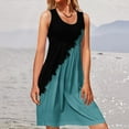 thumbnail image 2 of Summer Dresses for Women 2024 Crewneck Color Block Sleeveless Sundress Pleated Casual Loose Swing Beach Midi Dresses Ladies Clothes, 2 of 5
